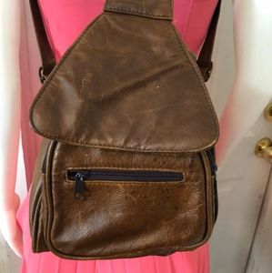 Crossbody bag backpack with built-in wallet Brown